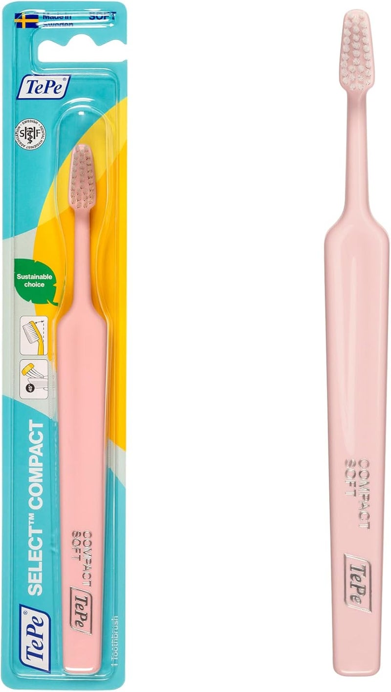 TePe Select Compact Toothbrush Soft 1pc Soft Bristle Toothbrush with efficient and Gentle Cleaning Small Head - Image 1