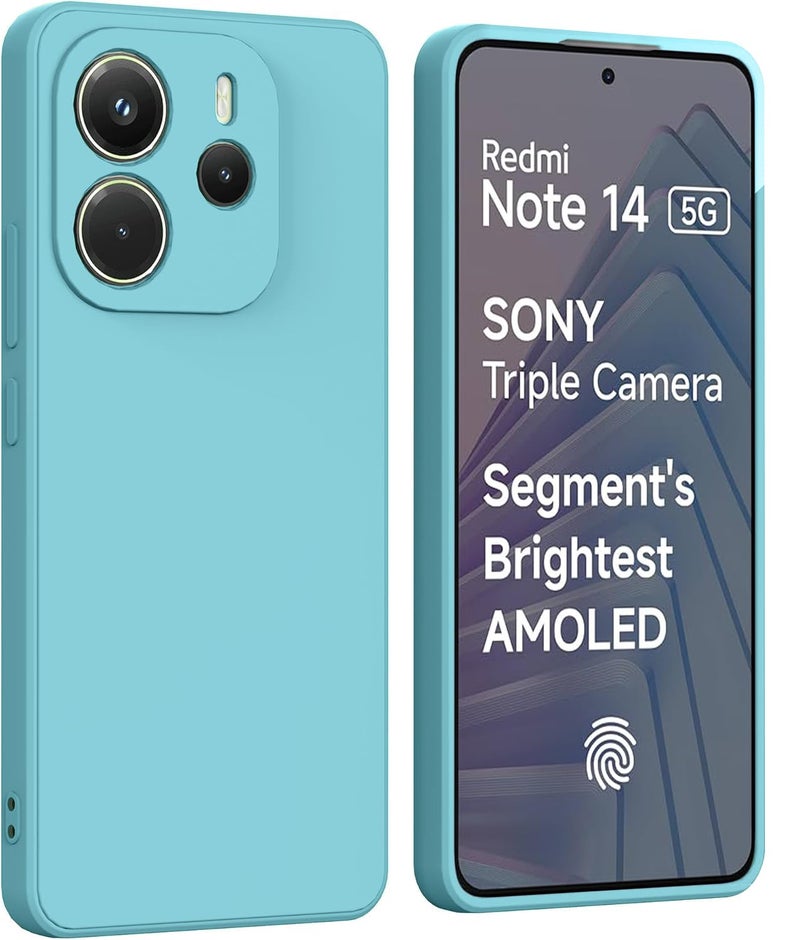 DIZORO Compatible with Mi Redmi Note 14 5G Back Cover with Upgraded Square Edges for Camera Protection Shockproof Flexible Matte Liquid Silicone Mobile Phone Case (Mint Green.) - Image 1