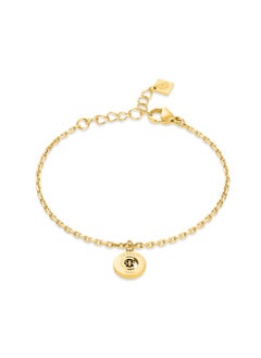 CERRUTI 1881 Claudia Gold-Plated Bracelet, Signature 'CRR' Charm, Sleek Chain Design ,Elegant and Bold Jewelry  - Image 1