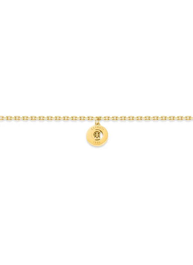 شيروتي 1881 Claudia Gold-Plated Bracelet, Signature 'CRR' Charm, Sleek Chain Design ,Elegant and Bold Jewelry