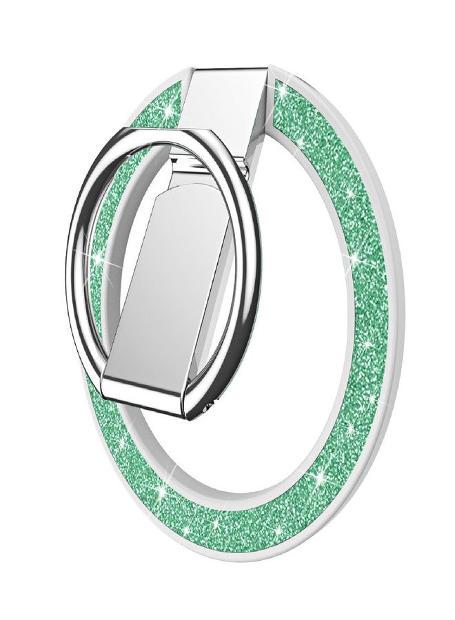 Guppy Glitter Magnetic Cell Phone Ring Holder, 360° Rotation Magnetic Phone Grip with Adjustable Kickstand Finger, Strong Metal Stand Compatible with MagSafe iPhone 16/15/14/13/12 Series-Green - Image 1