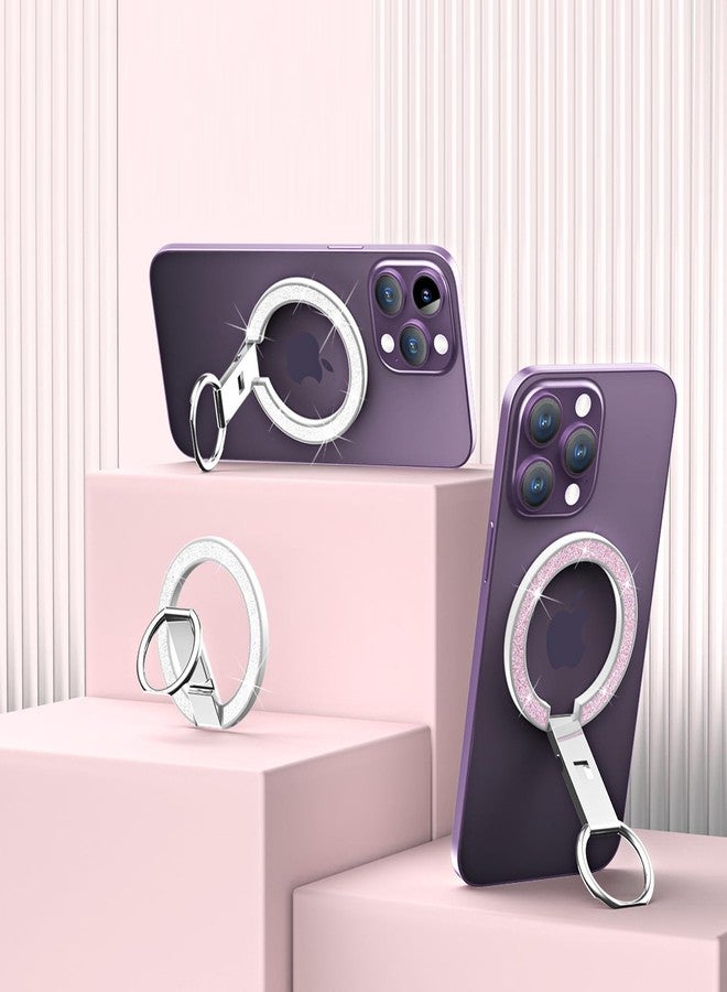 Guppy Glitter Magnetic Cell Phone Ring Holder, 360° Rotation Magnetic Phone Grip with Adjustable Kickstand Finger, Strong Metal Stand Compatible with MagSafe iPhone 16/15/14/13/12 Series-Green - Image 4