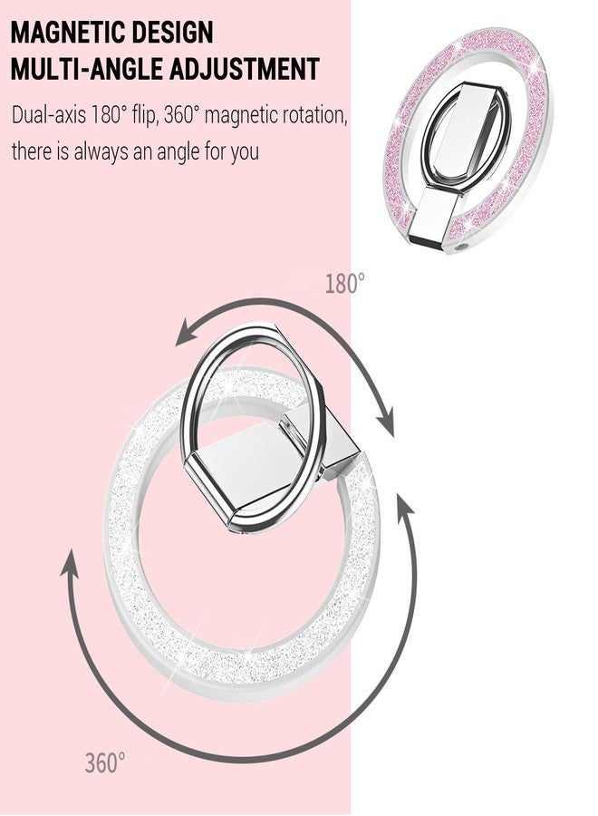 Guppy Glitter Magnetic Cell Phone Ring Holder, 360° Rotation Magnetic Phone Grip with Adjustable Kickstand Finger, Strong Metal Stand Compatible with MagSafe iPhone 16/15/14/13/12 Series-Green - Image 2