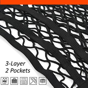 Cannonfish 3-Layer Car Mesh Organizer, Seat Back Net Bag, Barrier of Backseat Pet Kids, Cargo Tissue Purse Holder, Driver Storage Netting Pouch（Upgrade Stretch Length） - Image 3