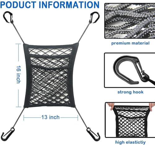 Cannonfish 3-Layer Car Mesh Organizer, Seat Back Net Bag, Barrier of Backseat Pet Kids, Cargo Tissue Purse Holder, Driver Storage Netting Pouch（Upgrade Stretch Length） - Image 2