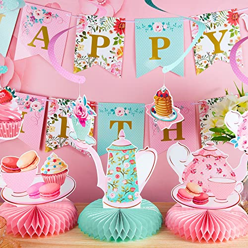 Zonon Floral Tea Party Birthday Decorations - Tea for Two Party Supplies for Little Girls, Spring Summer Flower Hanging Garland & Centerpiece for Baby Shower, Afternoon Theme Celebrations - Image 4