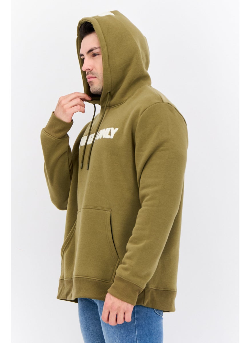 MEMBERS ONLY - Men Hooded Embroidered Logo Long Sleeves Sweatshirt, Olive - Image 1