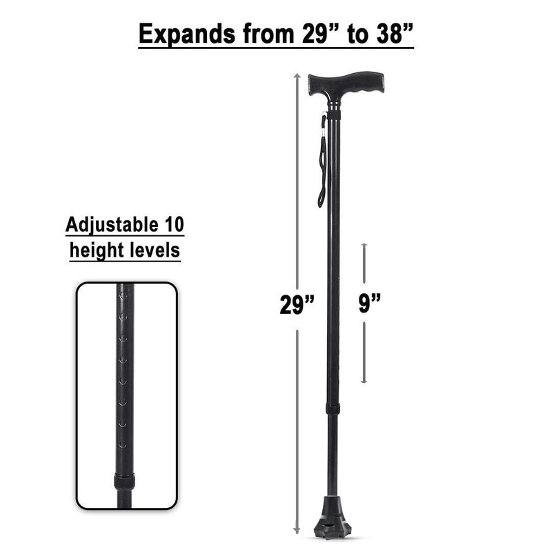 MCP Jindal Premium Height Adjustable Walking Stick Aluminium Cane Trekking Support Stick for Men, Women & Old People (Black) - Image 3