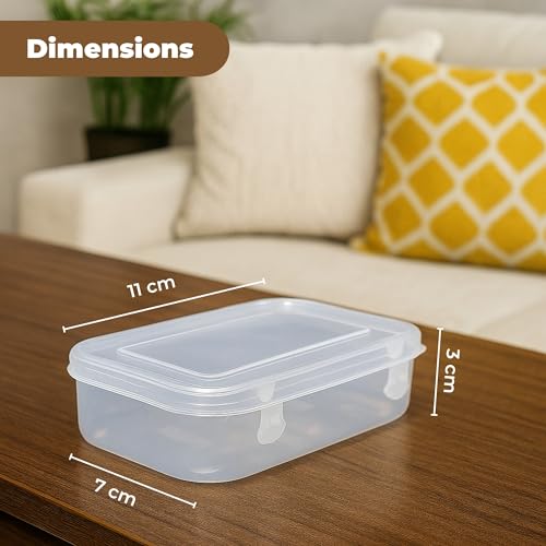 EOS- BUILDING TRUST Clear Transparent Plastic Storage Box Organizer Rectangle Medium Size Container With Lid And Lock For Multipurpose Jewellery Stationery Cosmetics Combo 3 Box - Image 2