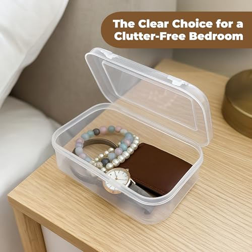 EOS- BUILDING TRUST Clear Transparent Plastic Storage Box Organizer Rectangle Medium Size Container With Lid And Lock For Multipurpose Jewellery Stationery Cosmetics Combo 3 Box - Image 5