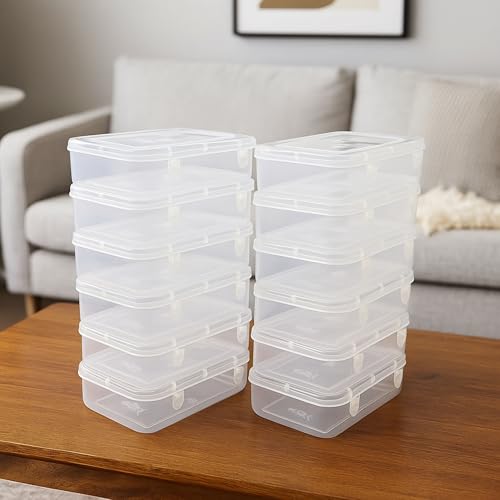 EOS- BUILDING TRUST Clear Transparent Plastic Storage Box Organizer Rectangle Medium Size Container With Lid And Lock For Multipurpose Jewellery Stationery Cosmetics Combo 3 Box - Image 1
