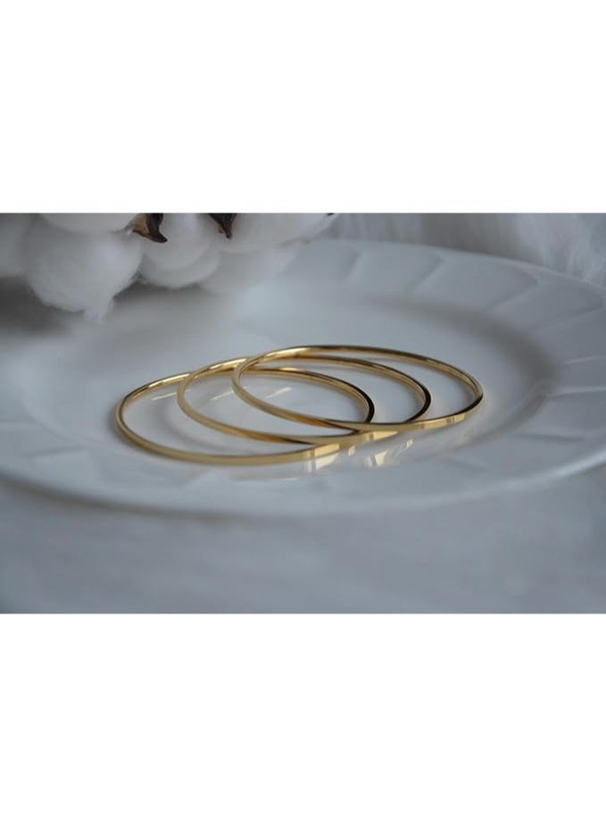 شي إن طقم غوايش ذهبية رفيعة للسيدات بقطر 65mm (6.5CM) – أساور ستانلس ستيل مطلية ذهبي مقاومة للصدأ والتغير | تصميم أنيق للاستخدام اليومي والمناسبات - Image 5