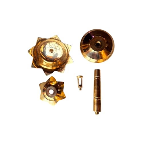 RAISOM Pure Brass Kamal Nanda Diya | Lotus Shape Pillar Diya Stand for Daily Pooja Essential, Gifting & Home Decor | Akhand Oil Diya, Medium Size, Gold, Pack of 2 | Size : 4 Inch, Weight : 100 Grams - Image 5