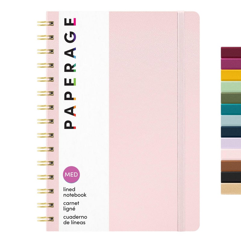 PAPERAGE Lined Spiral Journal Notebook, (Blush), 160 Pages, Hardcover Journal for Women & Men, Medium 5.5 in x 8 in - 100 GSM, Thick Paper, Spiral Notebook for Work, School & Journaling - Image 1