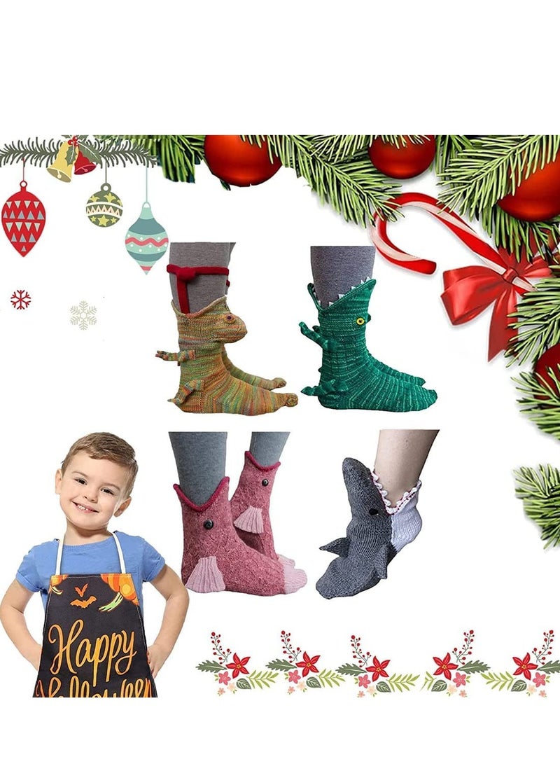 SYOSI Knit Crocodile Socks, Funky Knitting Pattern Whimsical Alligator Knitting Cuff Socks - Image 3