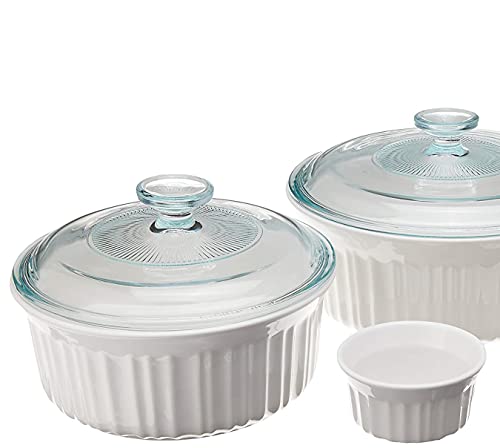 CorningWare French White 10-Pc Ceramic Bakeware Set with Lids Chip and Crack Resistant Stoneware Baking Dish, Microwave, Dishwasher, Oven, Freezer and Fridge Safe - Image 2