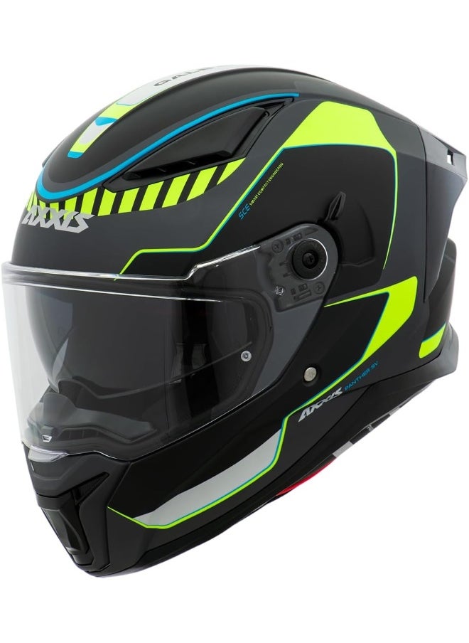 AXXIS AXXIS Panther Sv Gale Grey/Yellow Matte Full Face Motorcycle Helmet Size L with Approved Solar Lens  - Image 2