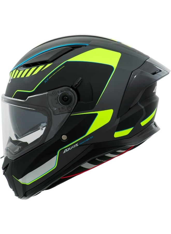 AXXIS AXXIS Panther Sv Gale Grey/Yellow Matte Full Face Motorcycle Helmet Size L with Approved Solar Lens  - Image 1
