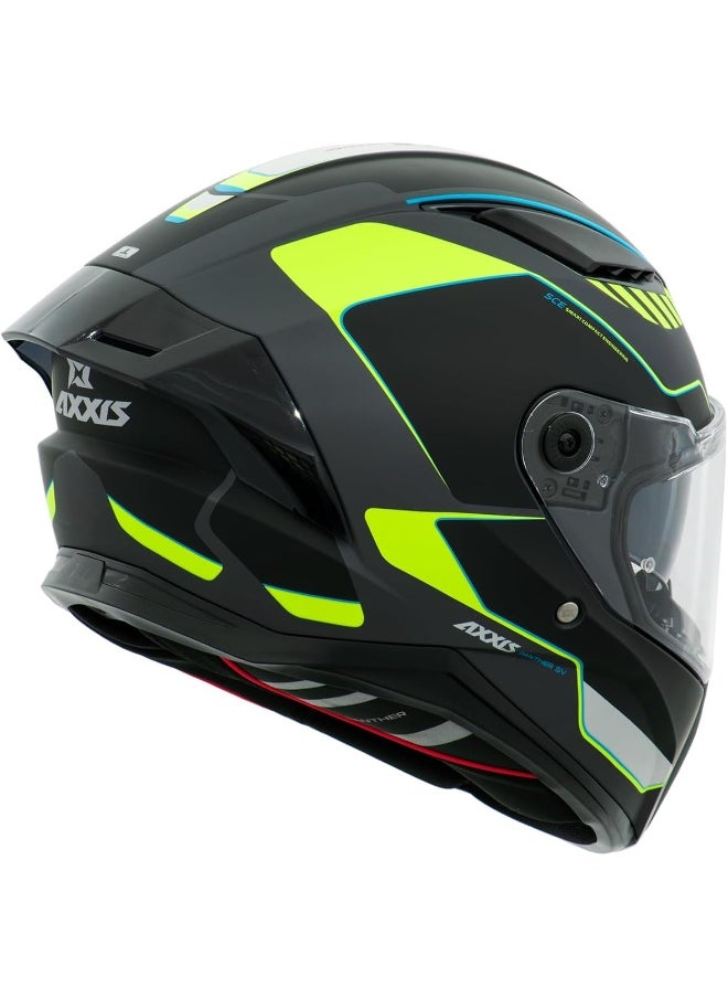 AXXIS AXXIS Panther Sv Gale Grey/Yellow Matte Full Face Motorcycle Helmet Size L with Approved Solar Lens  - Image 3