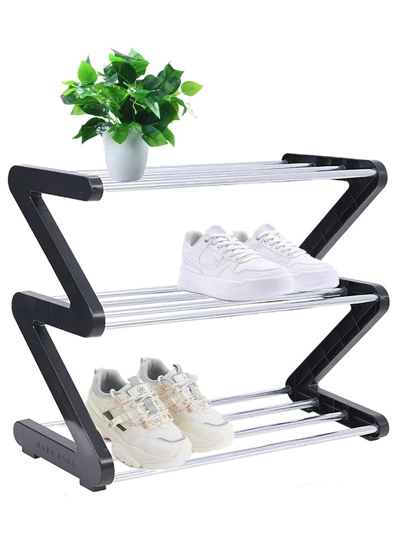 LINGWEI 3 Layers Shoe Rack Portable 3-tier Storage Organizer Rack for Entryway, Easy Installation  - Image 1