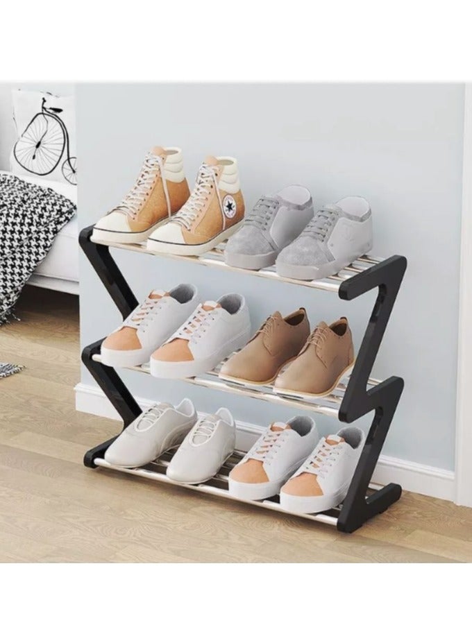 LINGWEI 3 Layers Shoe Rack Portable 3-tier Storage Organizer Rack for Entryway, Easy Installation  - Image 2