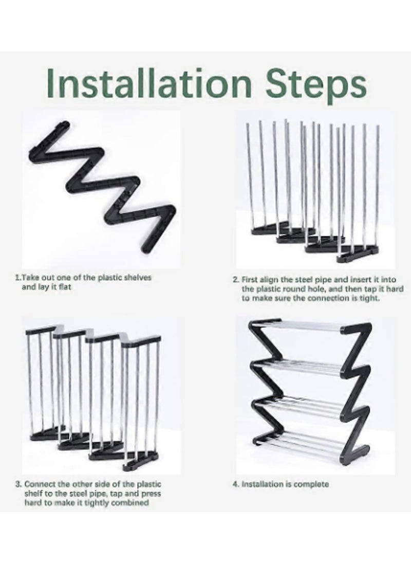 LINGWEI 3 Layers Shoe Rack Portable 3-tier Storage Organizer Rack for Entryway, Easy Installation  - Image 4