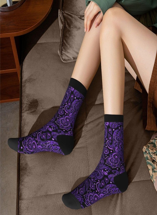 Poream purple Novelty Funny Crew Socks, Cool Breathable Dress Socks Gift For Men Women - Image 3