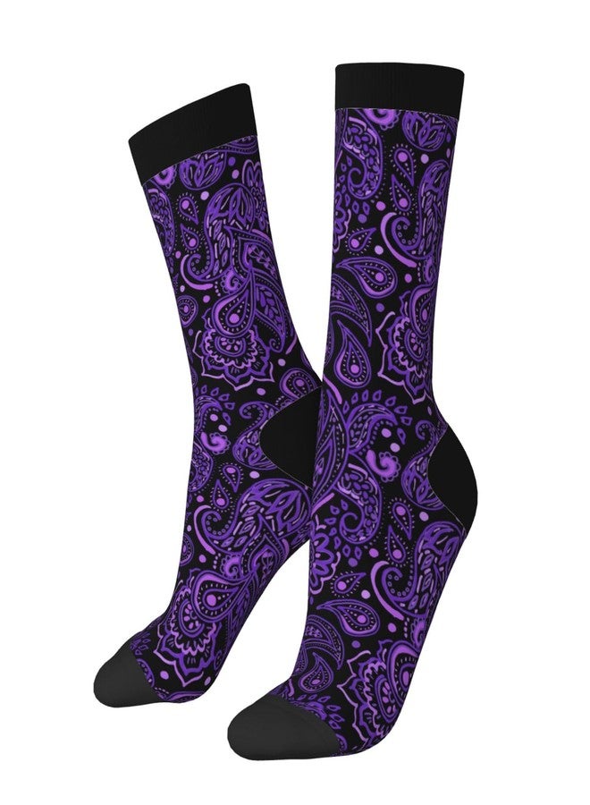 Poream purple Novelty Funny Crew Socks, Cool Breathable Dress Socks Gift For Men Women - Image 1