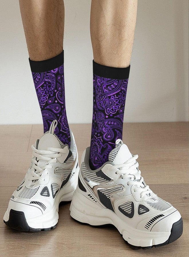 Poream purple Novelty Funny Crew Socks, Cool Breathable Dress Socks Gift For Men Women - Image 2