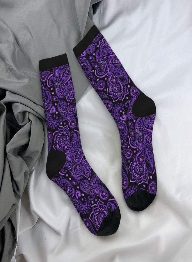 Poream purple Novelty Funny Crew Socks, Cool Breathable Dress Socks Gift For Men Women - Image 4