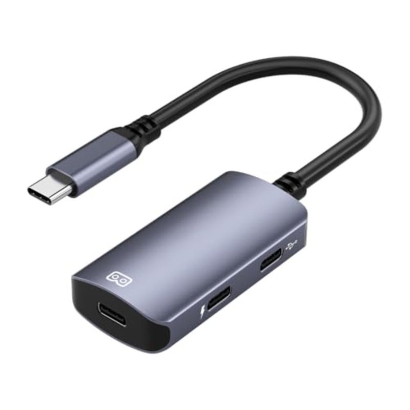 USB-C إلى النظارات ومحول الشحن، محول نظارات AR، الشحن والتشغيل، يتيح ميزات فيديو VR ثلاثية الأبعاد محسنة متعددة الشاشات متوافقة مع iPhone 15/16 Viture/Rokid/Xreal AR Glassses Dual USB C - Image 1