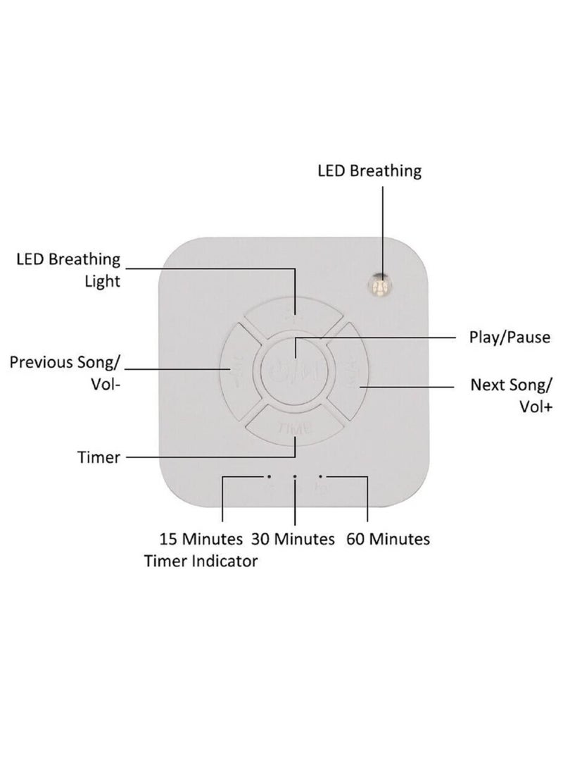 كابتن تيك Noise Machine Sleep Instrument with 9 Soothing Sounds Baby Adult Sleep Relaxation Machine Night Therapy Device for Baby Soothing Adult Office for Nursery Home Travel USB Powered(White) - Image 2