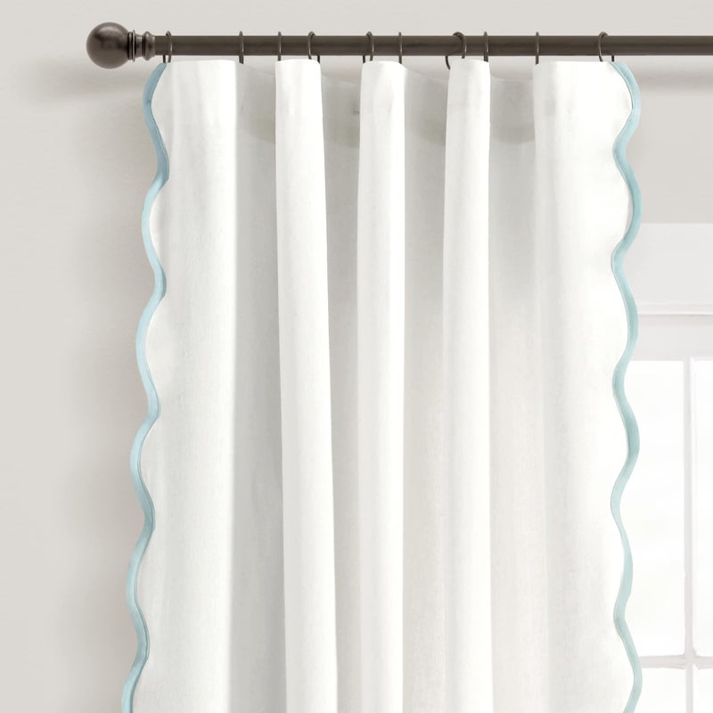 Lush Decor Coastal Chic Scallop Edge Window Curtain Panel Pair 52 W x 84 L Blue  White