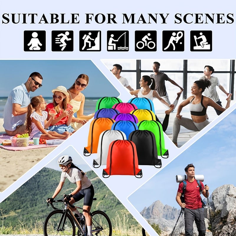 6pcs Assorted Varieties Sports Drawstring Bag for Fitness Camping Cycling Travel - Image 5