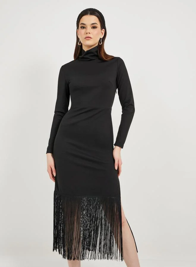 Styli Fringe Hem Dress