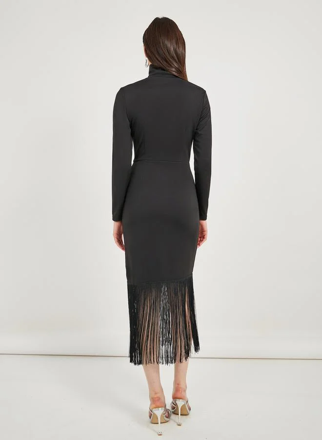 Styli Fringe Hem Dress