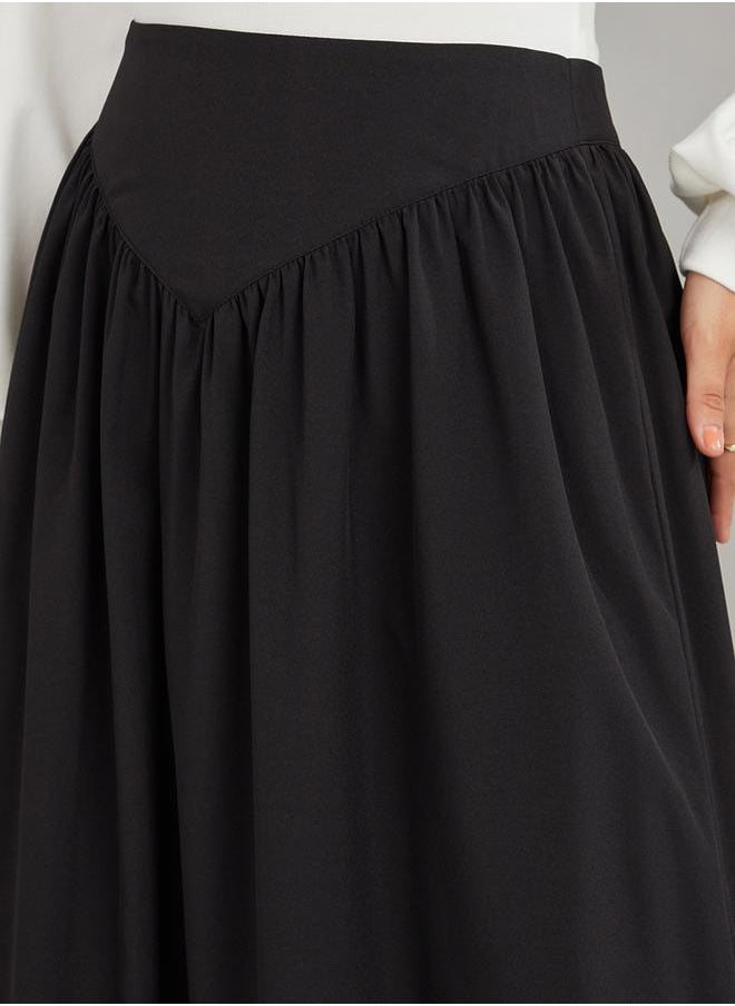 Styli - Woven Maxi Skirt with Wide Waistband Detail - Image 1