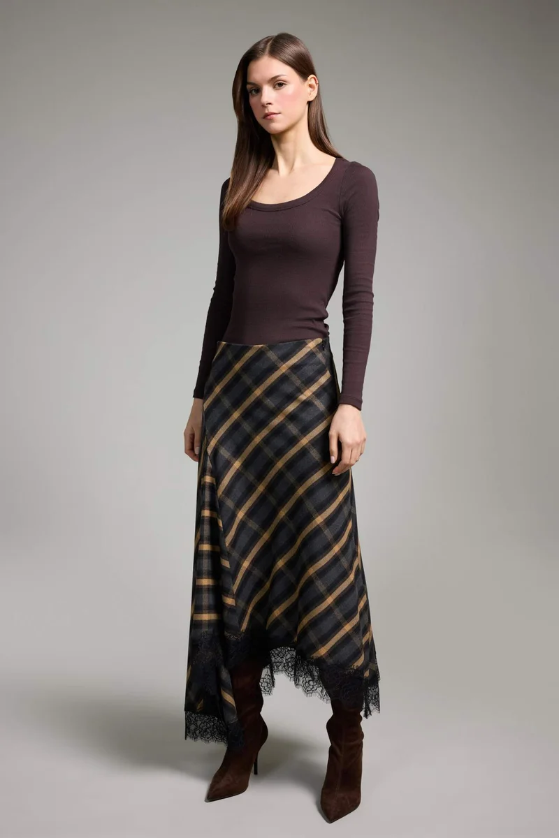 ديفاكتو Slim Fit Round Collar Basic Camisole Long Sleeve T-Shirt