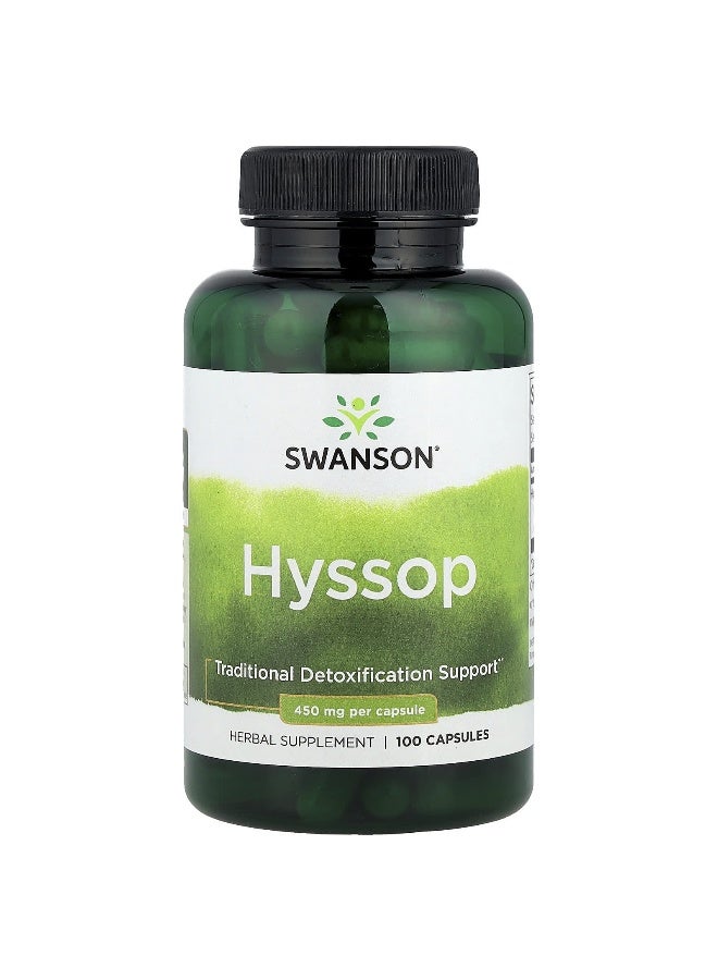 Swanson, Hyssop , 450 mg, 100 Capsules - Image 1