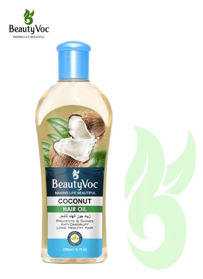 BEAUTY VOC Nourishing Coconut Hair Oil, a Blend of Pure Coconut Oil for Exceptional Hair Benefits reduces frizz, split ends, promotes strength, shine, and manageability, 200ml  - Image 1