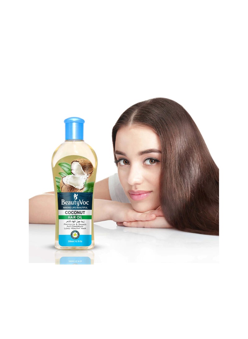 BEAUTY VOC Nourishing Coconut Hair Oil, a Blend of Pure Coconut Oil for Exceptional Hair Benefits reduces frizz, split ends, promotes strength, shine, and manageability, 200ml  - Image 4