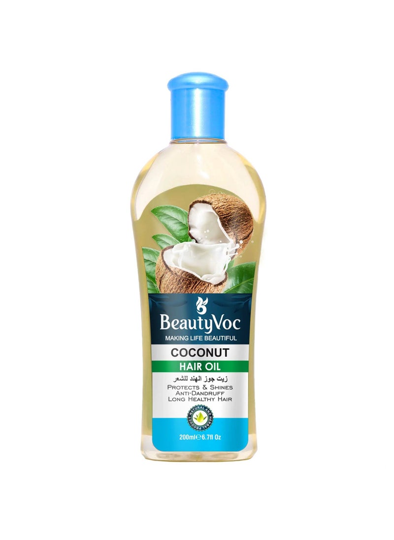 BEAUTY VOC Nourishing Coconut Hair Oil, a Blend of Pure Coconut Oil for Exceptional Hair Benefits reduces frizz, split ends, promotes strength, shine, and manageability, 200ml  - Image 2