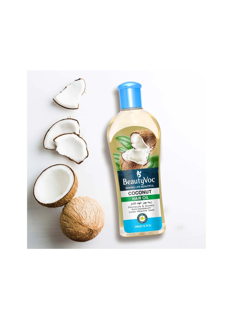 BEAUTY VOC Nourishing Coconut Hair Oil, a Blend of Pure Coconut Oil for Exceptional Hair Benefits reduces frizz, split ends, promotes strength, shine, and manageability, 200ml  - Image 3
