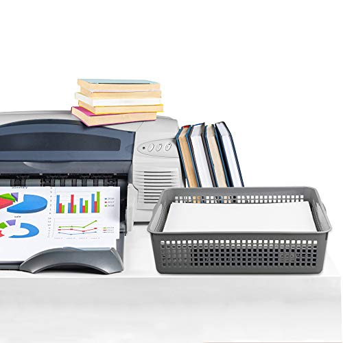 Nicesh A4 Size Plastic Basket, Desktop File Storage Organization Tray, Set of 6 (Grey) - Image 5