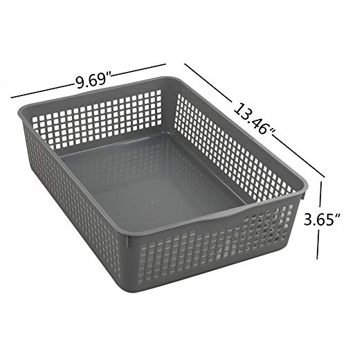 Nicesh A4 Size Plastic Basket, Desktop File Storage Organization Tray, Set of 6 (Grey) - Image 2