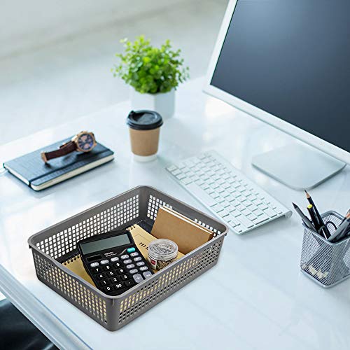 Nicesh A4 Size Plastic Basket, Desktop File Storage Organization Tray, Set of 6 (Grey) - Image 4