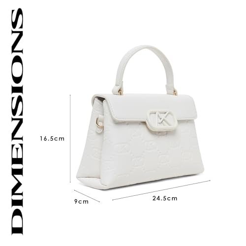 Akiki London Women's Strand Small Satchel Handbag|Premium Vegan Leather|Debossed Monogram|Adjustable and Detachable Strap|2 Spacious Compartments|Office bag for Women - Image 3