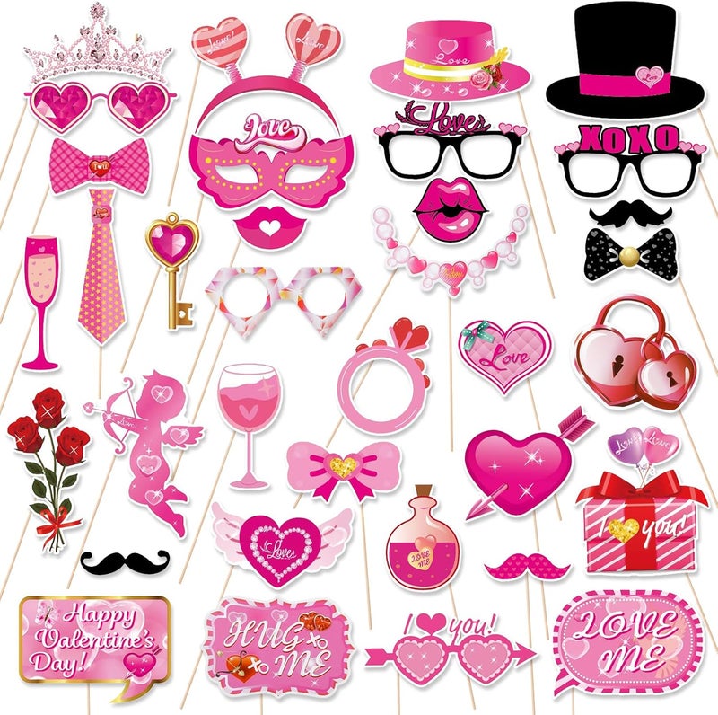 Konsait كونسايت 35 قطعة من لوازم تصوير عيد الحب زينة عيد الحب لوازم تصوير عيد الحب تشمل الورود الحب وسهم كيوبيد لوازم تصوير حفلة خطوبة هدايا حفلة - Image 3