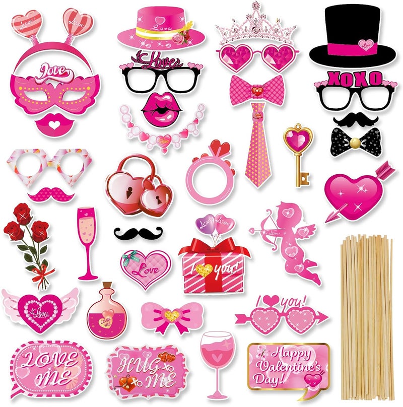 Konsait كونسايت 35 قطعة من لوازم تصوير عيد الحب زينة عيد الحب لوازم تصوير عيد الحب تشمل الورود الحب وسهم كيوبيد لوازم تصوير حفلة خطوبة هدايا حفلة - Image 1