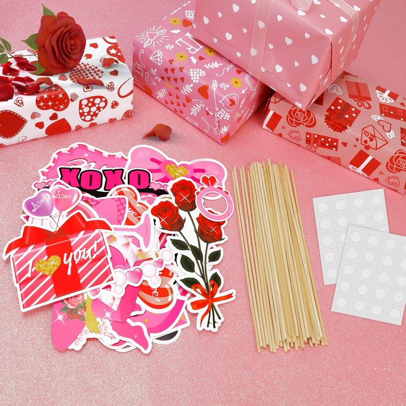 Konsait كونسايت 35 قطعة من لوازم تصوير عيد الحب زينة عيد الحب لوازم تصوير عيد الحب تشمل الورود الحب وسهم كيوبيد لوازم تصوير حفلة خطوبة هدايا حفلة - Image 5